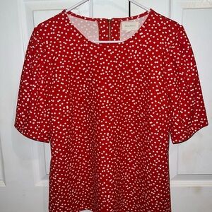 MELLODAY Red and White Patterned Blouse